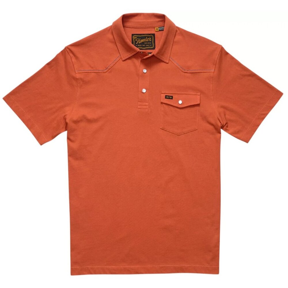 Howler Brothers Men's Ranchero Polo Oxidized Clay Short Sleeve Snap Button XL